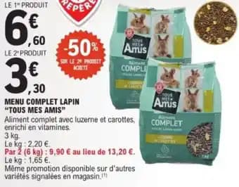 Menu complet lapin tous mes amis 3 kg