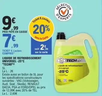 Liquide de refroidissement universel -25°c tech9 5 L