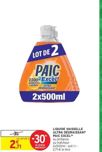 PAIC EXCEL Liquide vaisselle ultra dégraissant