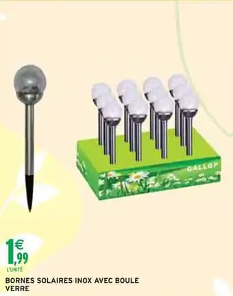 Bornes solaires inox avec boule verre