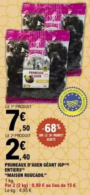 "MAISON ROUCADIL" Pruneaux d'agen géant igp entiers 1 kg