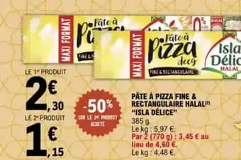 “ISLA DÉLICE” Pâte à pizza fine & rectangulaire halal 385 g