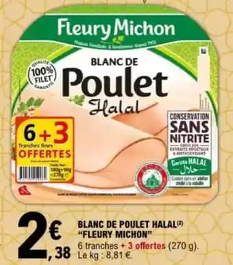 "FLEURY MICHON" Blanc de poulet halal 270 g