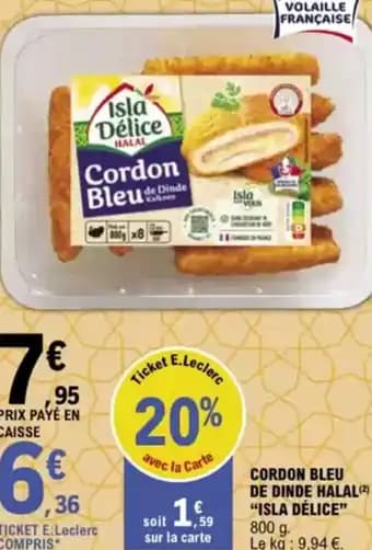 "ISLA DÉLICE" Cordon bleu de dinde halal 800 g