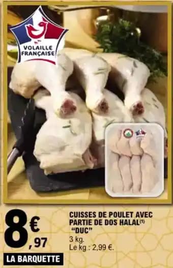 "DUC" Cuisses de poulet avec partie de dos halal 3 kg