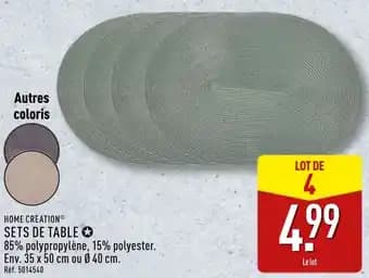 Home creation sets de table 35 x 50 cm