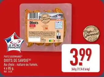 Pays gourmand diots de savoie 85 g