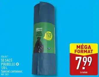 Folia 50 sacs poubelle 120 l