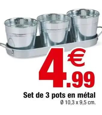 Set de 3 pots en métal