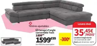 Canapé d'angle convertible Twin
