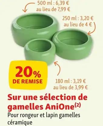 Sur une sélection de gamelles AniOne