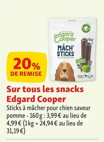 Edgard Cooper 20% de remise sur tous les snacks edgard cooper