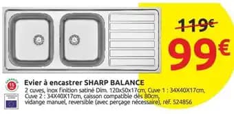 Evier à encastrer sharp balance
