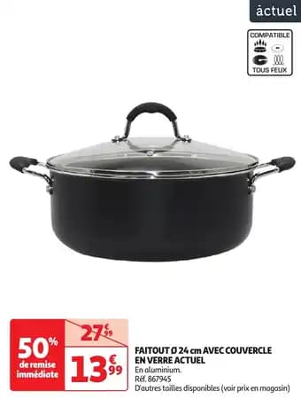 Faitout avec couvercle en verre actuel Ø 24 cm