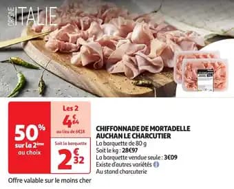 Chiffonnade de mortadelle auchan le charcutier 80 g