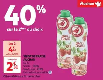Sirop de fraise auchan 60 cl