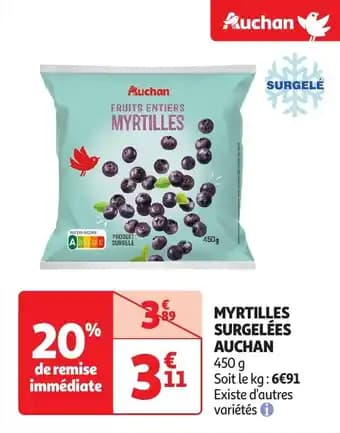 Myrtilles surgelées auchan 450 g