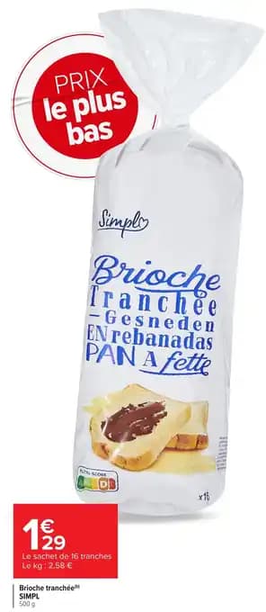 SIMPL Brioche Tranchee 500 g