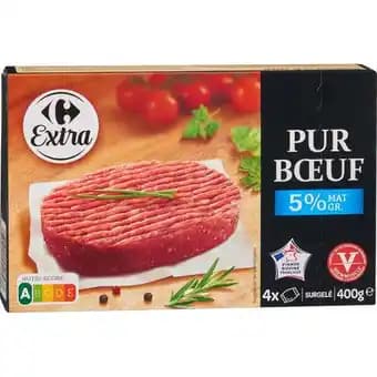 CARREFOUR EXTRA Steaks hachés pur bœuf 5% M.G. surgelés