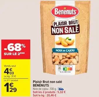 Plaisir Brut non salé BÉNÉNUTS 130 g