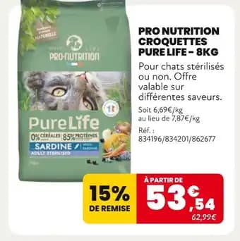 PRO NUTRITION Croquettes pure life - 8kg