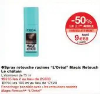 Spray retouche racines L'Oréal Magic Retouch Le châtain 75 ml