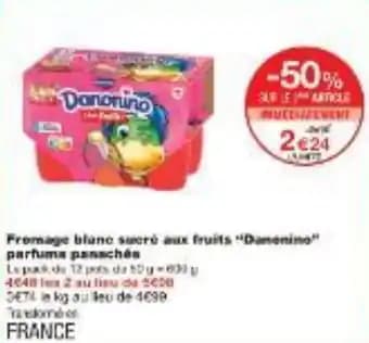 Fromage blanc sucré aux fruits Danonino parfums panachés