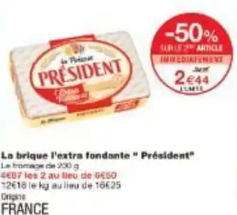 La brique l'extra fondante Président 200 g