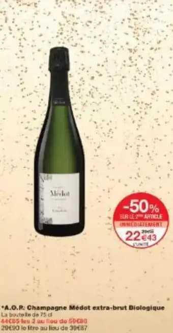 A.O.P: Champagne Médot extra-brut Biologique 75 cl