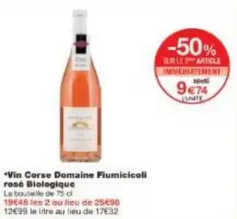 Vin Corse Domaine Fiumicicoli rosé Biologique 75 cl