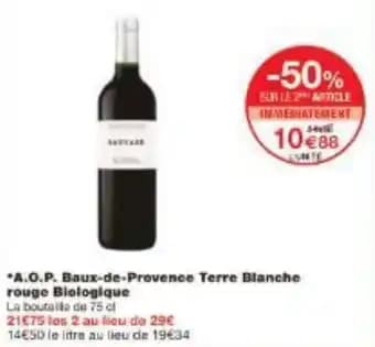 A.O.P. Baux-de-Provence Terre Blanche rouge Biologique 75 cl
