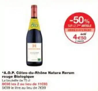 A.O.P. Côtes-du-Rhône Natura Rerum rouge Biologique 75 cl