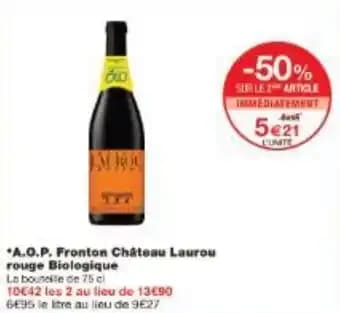 A.O.P. Fronton Château Laurou rouge Biologique 75 cl