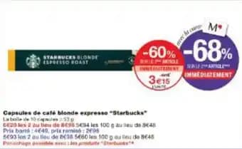 Capsules de café blonde expresso Starbucks 59 g