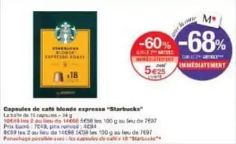Capsules de café blonde expresso Starbucks 84 g
