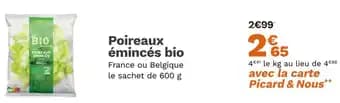 Poireaux émincés bio 600 g