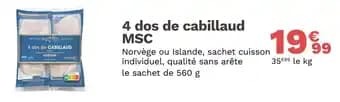 4 dos de cabillaud MSC 560 g