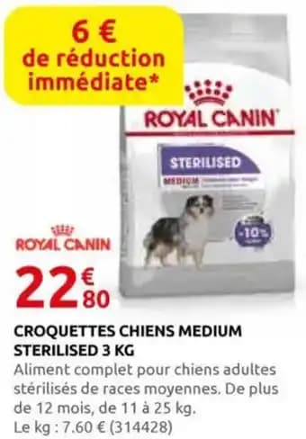 Croquettes chiens medium sterilised 3 kg