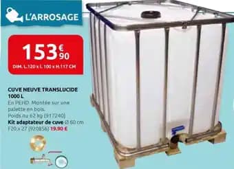 Cuve neuve translucide 1000 L 120 x 100 x 117 cm