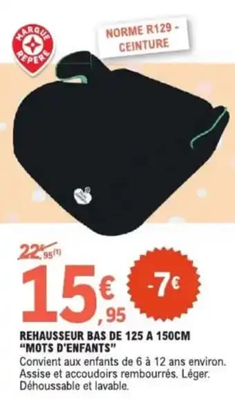 Rehausseur bas mots d'enfants 125 - 150 cm