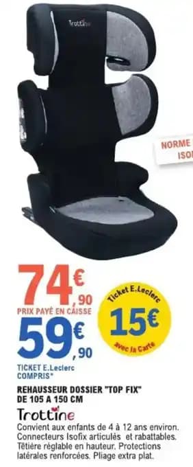 Rehausseur dossier top fix 105 - 150 cm