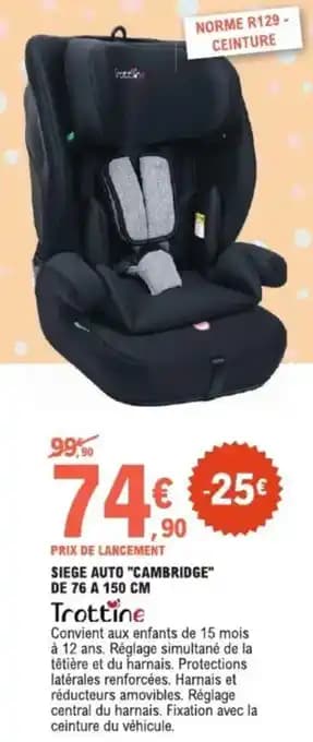 Siege auto cambridge 76/150 cm