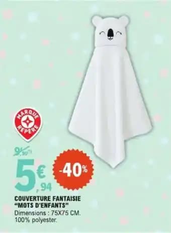 Couverture fantaisie mots d'enfants 75 x 75 cm