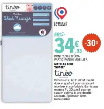 Matelas bebe nuage 60 x 120 cm