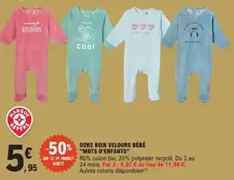 Dors bien velours bébé mots d'enfants