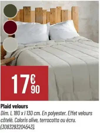 Plaid velours 180 x 130 cm