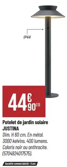 Potelet de jardin solaire JUSTINA 60 cm