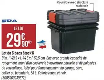 Lot de 3 bacs Stock'R 49.5x 44.5 x 59.5 cm