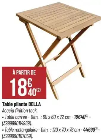 Table pliante BELLA 60 x 60 x 72 cm