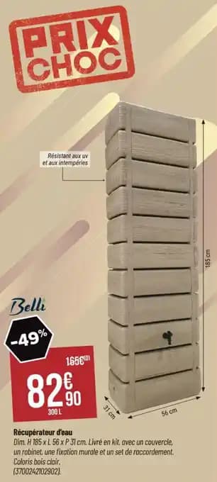 Récupérateur d'eau 185 x 56 x 31 cm